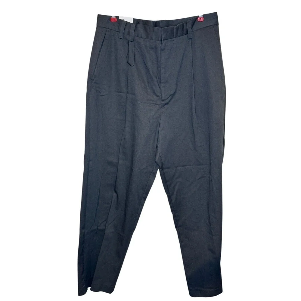 Zara Men's‎ Dress Pants Pleated Wide Leg Straight Trouser Gray 33X 30 (Tag 29)